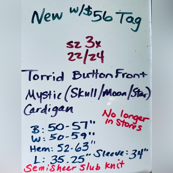 3x 22/24 fits 3x 4x⭐️Torrid Cardigan Sweater Skull Star Moon Mystic Gothic print - Picture 11 of 11
